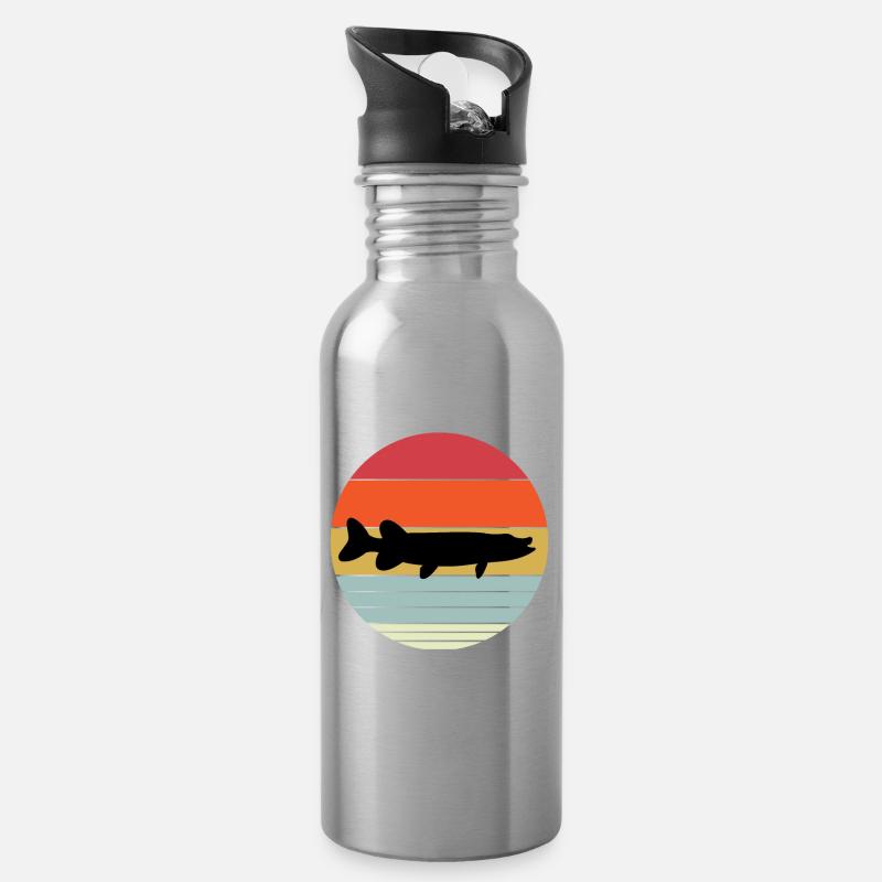 Hecht - Trinkflasche mit integriertem Trinkhalm - Lightsilver