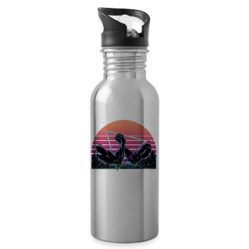 Arm Wrestling Vaporwave Esthétique Rétro - Gourde avec paille intégrée - argent clair - Droite