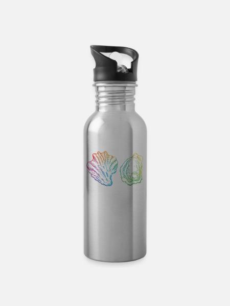 Auster - Trinkflasche mit integriertem Trinkhalm - Lightsilver