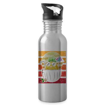 Ananas - Gourde avec paille intégrée - argent clair - Droite