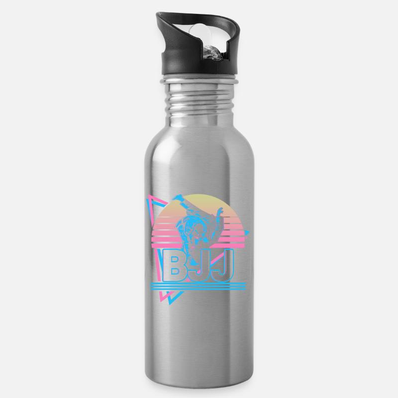 Jiu Jitsu Brésilien BJJ Cadeau - Gourde avec paille intégrée - argent clair