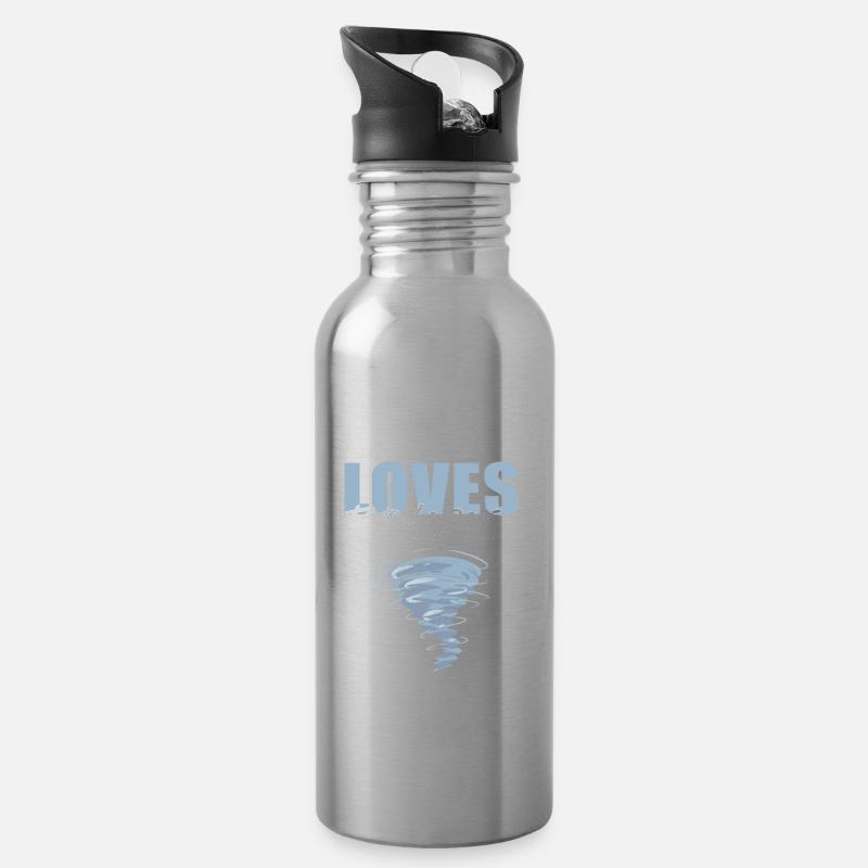 Just A Boy Who Loves Tornadoes Tornado Sturm - Trinkflasche mit integriertem Trinkhalm - Lightsilver