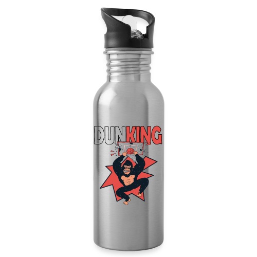 Basketball Dunking Gorilla Affe Korbleger - Trinkflasche mit integriertem Trinkhalm