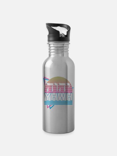 Tetragrammaton YHWH Yahweh Hebräischer Name Gottes - Trinkflasche mit integriertem Trinkhalm - Lightsilver