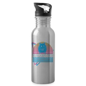 Hamster Retro - Trinkflasche mit integriertem Trinkhalm - Lightsilver - Rechts