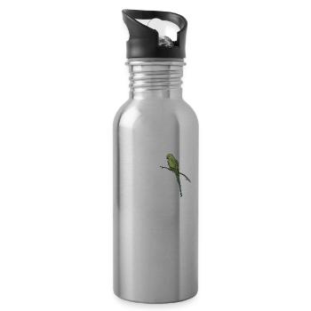 Perruche à collier I Alexander Parakeet Motif pour - Gourde avec paille intégrée - argent clair - Droite