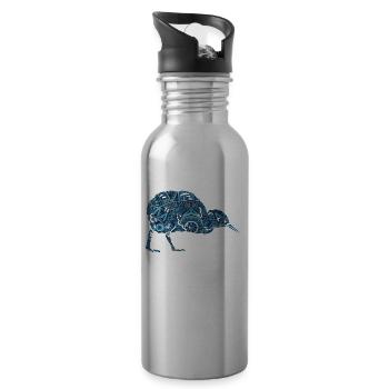 Kiwi Tribal Neuseeland - Trinkflasche mit integriertem Trinkhalm - Lightsilver - Rechts