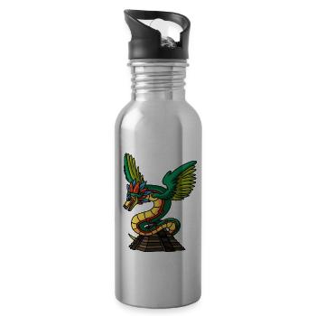 Quetzalcoatl Aztec Serpent Temple Maya Inca - Gourde avec paille intégrée - argent clair - Droite