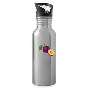 Dear plums - Water bottle with straw - silver - Right