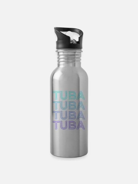 Tuba Retro - Trinkflasche mit integriertem Trinkhalm - Lightsilver