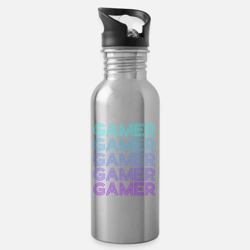 Spielen - Trinkflasche mit integriertem Trinkhalm - Lightsilver