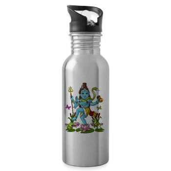 Baby Shiva Hindu Nataraja - Water bottle with straw - silver - Right