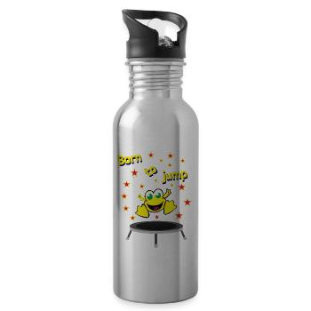Jumping Frog - Born To Jump - Trampoline Sport - Water bottle with straw - silver - Right