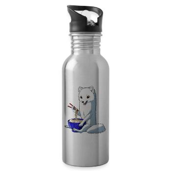 Japanischer Schneefuchs Ramen Nudeln Polarfuchs - Trinkflasche mit integriertem Trinkhalm - Lightsilver - Rechts
