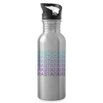 Pastafari Flying Spaghetti Monster FSM Retro - Trinkflasche mit integriertem Trinkhalm - Lightsilver - Rechts