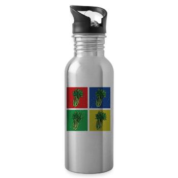 Celery T-Shirt - Water bottle with straw - silver - Right