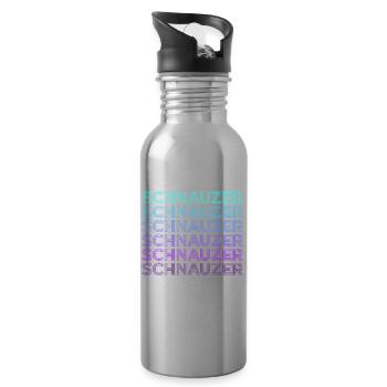 Schnauzer Retro - Water bottle with straw - silver - Right