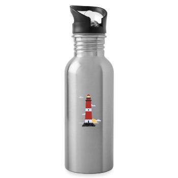 Schwer verliebt - Warnemünde Ostsee mit Leuchtturm - Trinkflasche mit integriertem Trinkhalm - Lightsilver - Rechts