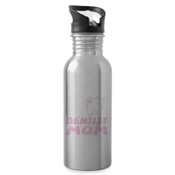 Funny The Tooth Is … I'm A Dentist Mom T-Shirt - Trinkflasche mit integriertem Trinkhalm - Lightsilver - Rechts