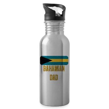 I Have Two Titles Bahamian and Dad Bahamas - Water bottle with straw - silver - Right
