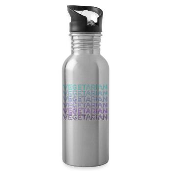 Vegetarian Retro - Water bottle with straw - silver - Right