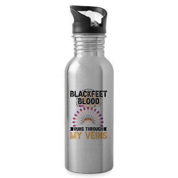Blackfeet Blood Indian Tribe The American - Water bottle with straw - silver - Right