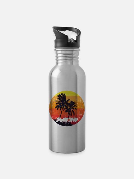 Palmen - Trinkflasche mit integriertem Trinkhalm - 
