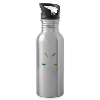 Irish American Flag Golfer St. Paddy - Water bottle with straw - silver - Right