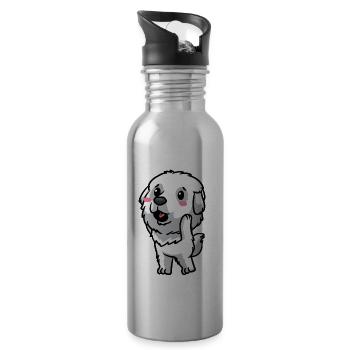 Émoticône de chien de montagne des Pyrénées - Gourde avec paille intégrée - argent clair - Droite