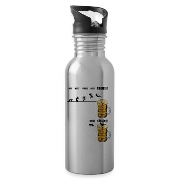 Funny Beer Sayings For Beer Drinkers - Beer Lovers - Water bottle with straw - silver - Right