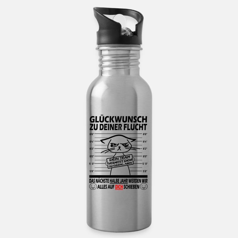 Glückwunsch zur Flucht Verräter - Jobwechsel - Trinkflasche mit integriertem Trinkhalm - Lightsilver