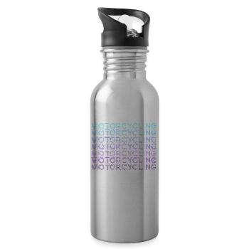 Motorcycling Motocross Motorcycle Biker Retro - Water bottle with straw - silver - Right