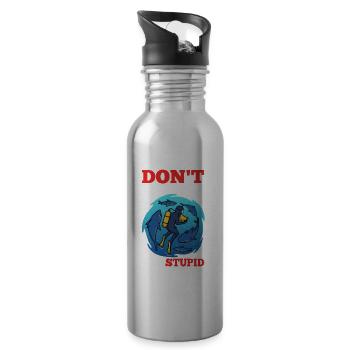 Don't follow me i do stupid things, Skuba Diving - Water bottle with straw - silver - Right