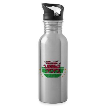 Wales UK Fußball-Weltmeisterschaft Geschenk - Trinkflasche mit integriertem Trinkhalm - Lightsilver - Rechts