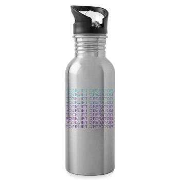 Staplerfahrer Gabelstaplerfahrer Retro - Trinkflasche mit integriertem Trinkhalm - Lightsilver - Rechts