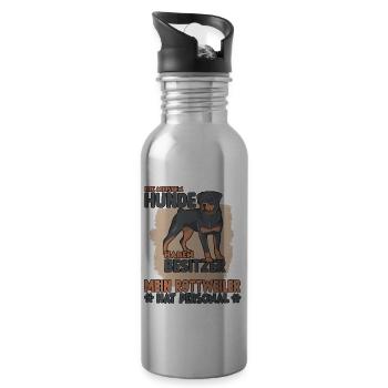 Rottweiler Gassi Witziges Hundehalter Rottweiler - Trinkflasche mit integriertem Trinkhalm - Lightsilver - Rechts