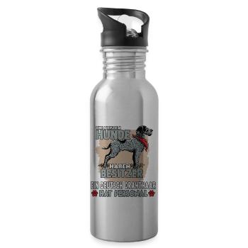 Deutsch Drahthaar Gassi Witziges Hundehalter - Trinkflasche mit integriertem Trinkhalm - Lightsilver - Rechts