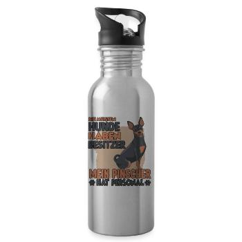 Pinscher Hundebesitzer lustiges Rehpinscher Hunde - Trinkflasche mit integriertem Trinkhalm - Lightsilver - Rechts