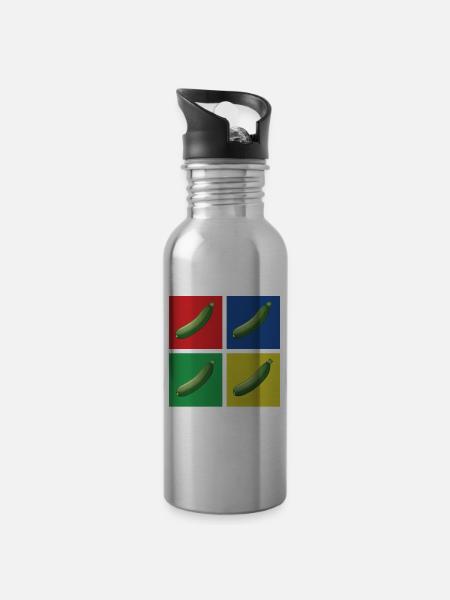Zucchini - Trinkflasche mit integriertem Trinkhalm - Lightsilver