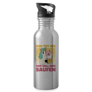 Der Will Nur Saufen - Saufen Bier Trinken - - Trinkflasche mit integriertem Trinkhalm - Lightsilver - Rechts