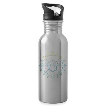 Quetzalcoatl Polygon Ancient Aztec Serpent Maya - Water bottle with straw - silver - Right