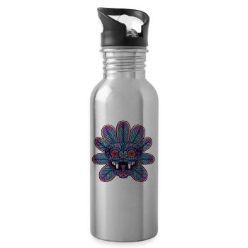 Quetzalcoatl Aztecs Feathered Snake Maya Inca - Water bottle with straw - silver - Right