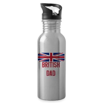 I Have Two Titles British and Dad United Kingdom - Trinkflasche mit integriertem Trinkhalm - Lightsilver - Rechts