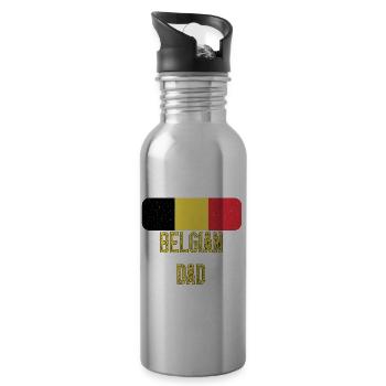 J’ai deux titres belge et papa Belgique - Gourde avec paille intégrée - argent clair - Droite