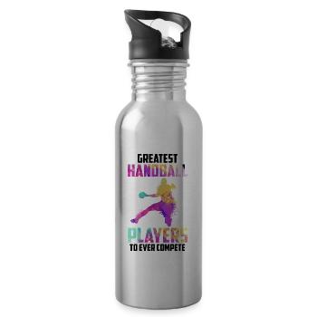 Greatest Handball Player Sport Game Handball - Water bottle with straw - silver - Right