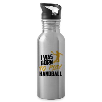 Je suis né pour faire du handball - Gourde avec paille intégrée - argent clair - Droite