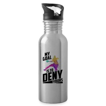 Mein Ziel Ist Es, Ihrem Handballer Den Sport Zu - Trinkflasche mit integriertem Trinkhalm - Lightsilver - Rechts