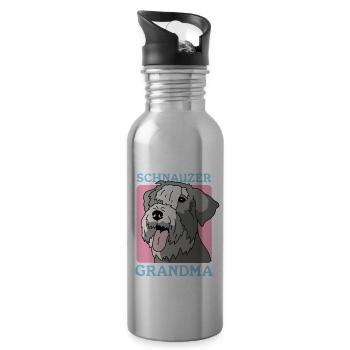 Schnauzer Grand-mère Maîtresse Chien Propriétaire Cadeau - Gourde avec paille intégrée - argent clair - Droite
