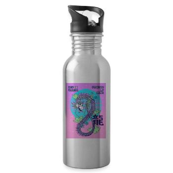 Dragon Japonais Vaporwave Cadeau Esthétique - Gourde avec paille intégrée - argent clair - Droite