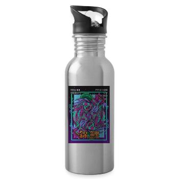 Koi Fish Carp Vaporwave Aesthetic Retro VCR - Water bottle with straw - silver - Right